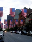 Flags on Larimer Street in denver, CO